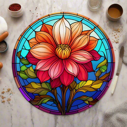 Dahlia Circular Glass Suncatcher Worktop Saver